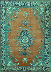 Medallion Turquoise Traditional Rug, tr262turq