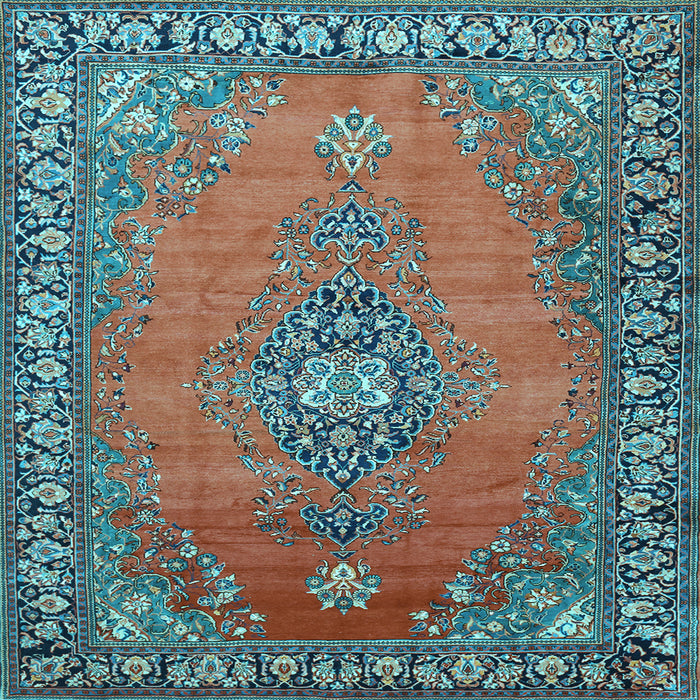 Square Medallion Light Blue Traditional Rug, tr262lblu