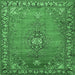 Square Medallion Emerald Green Traditional Rug, tr262emgrn