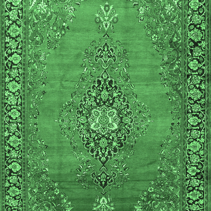 Machine Washable Medallion Emerald Green Traditional Area Rugs, wshtr262emgrn