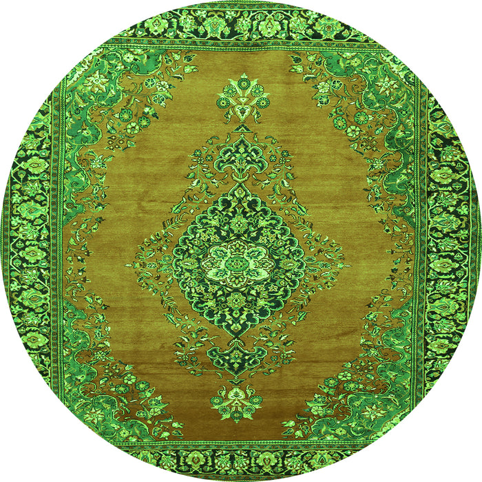 Square Medallion Green Traditional Rug, tr262grn