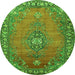 Square Medallion Green Traditional Rug, tr262grn