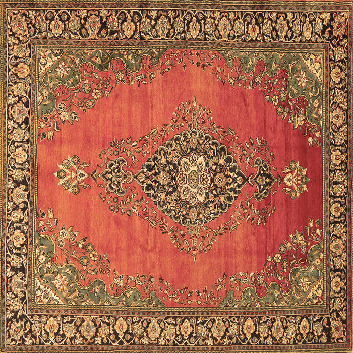 Square Machine Washable Medallion Brown Traditional Rug, wshtr262brn