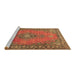 Sideview of Machine Washable Medallion Brown Traditional Rug, wshtr262brn