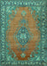 Machine Washable Medallion Turquoise Traditional Area Rugs, wshtr262turq