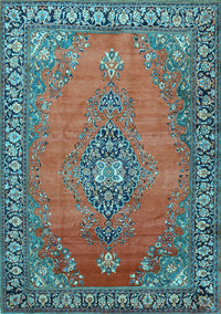 Medallion Light Blue Traditional Rug, tr262lblu