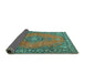 Sideview of Medallion Turquoise Traditional Rug, tr262turq