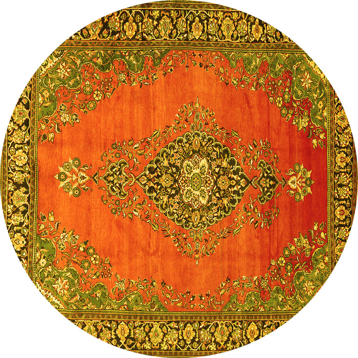Round Medallion Yellow Traditional Rug, tr262yw