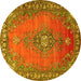 Round Medallion Yellow Traditional Rug, tr262yw