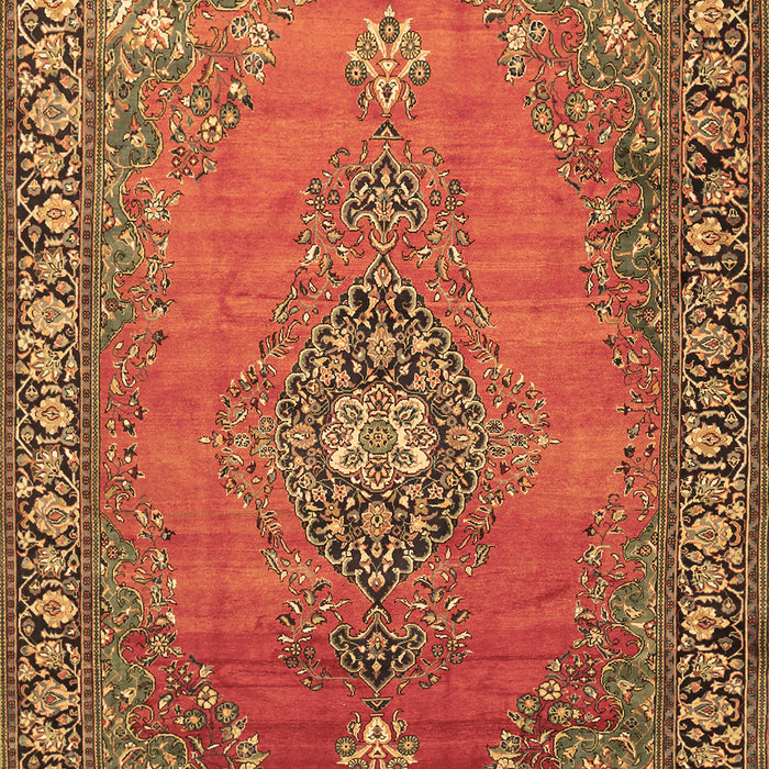 Machine Washable Medallion Brown Traditional Rug, wshtr262brn