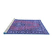 Sideview of Machine Washable Medallion Blue Traditional Rug, wshtr262blu