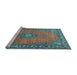 Sideview of Machine Washable Medallion Light Blue Traditional Rug, wshtr262lblu