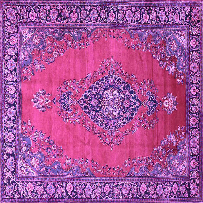 Square Machine Washable Medallion Purple Traditional Area Rugs, wshtr262pur