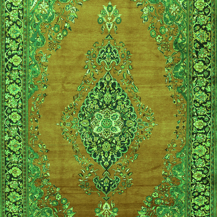 Serging Thickness of Machine Washable Medallion Green Traditional Area Rugs, wshtr262grn