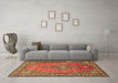 Machine Washable Medallion Brown Traditional Rug in a Living Room,, wshtr262brn