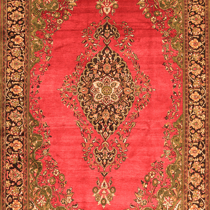 Serging Thickness of Machine Washable Medallion Orange Traditional Area Rugs, wshtr262org