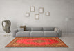 Machine Washable Medallion Orange Traditional Area Rugs in a Living Room, wshtr262org