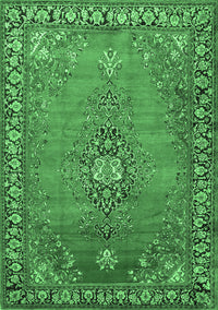 Medallion Emerald Green Traditional Rug, tr262emgrn