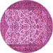 Round Machine Washable Persian Pink Traditional Rug, wshtr2630pnk