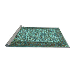 Sideview of Machine Washable Persian Light Blue Traditional Rug, wshtr2630lblu