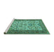 Sideview of Machine Washable Persian Turquoise Traditional Area Rugs, wshtr2630turq