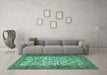 Machine Washable Persian Turquoise Traditional Area Rugs in a Living Room,, wshtr2630turq