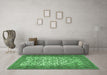 Machine Washable Persian Emerald Green Traditional Area Rugs in a Living Room,, wshtr2630emgrn