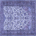 Square Machine Washable Persian Blue Traditional Rug, wshtr2630blu