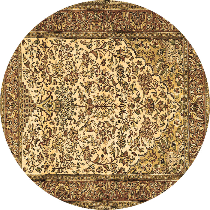 Round Machine Washable Persian Brown Traditional Rug, wshtr2630brn