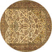 Round Machine Washable Persian Brown Traditional Rug, wshtr2630brn