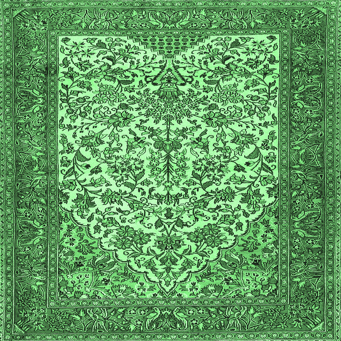 Square Persian Emerald Green Traditional Rug, tr2630emgrn
