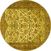 Round Machine Washable Persian Yellow Traditional Rug, wshtr2630yw