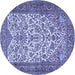 Round Machine Washable Persian Blue Traditional Rug, wshtr2630blu