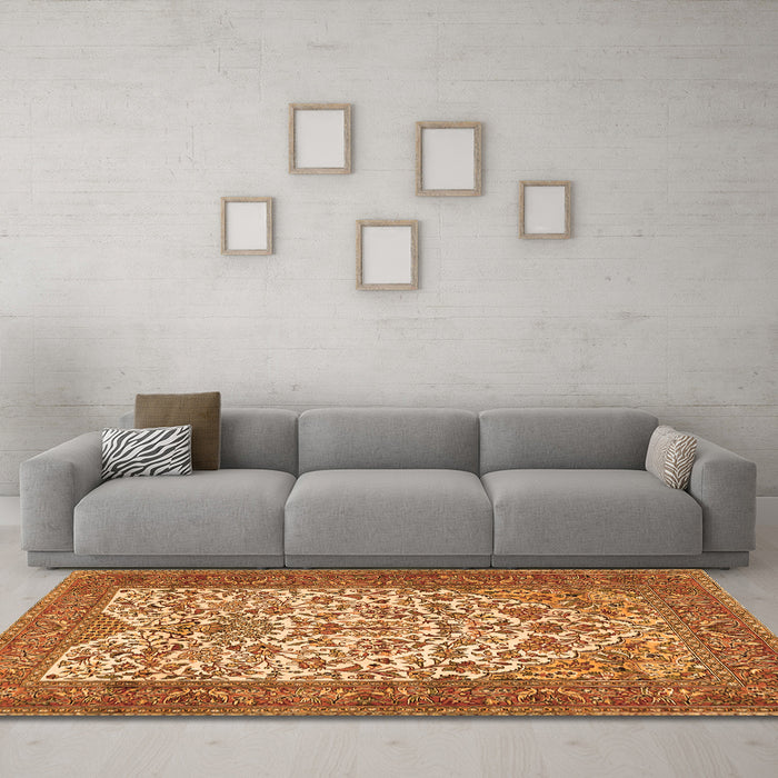 Machine Washable Persian Orange Traditional Area Rugs in a Living Room, wshtr2630org