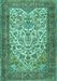 Machine Washable Persian Turquoise Traditional Area Rugs, wshtr2630turq