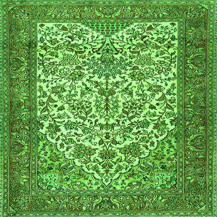 Round Machine Washable Persian Green Traditional Area Rugs, wshtr2630grn