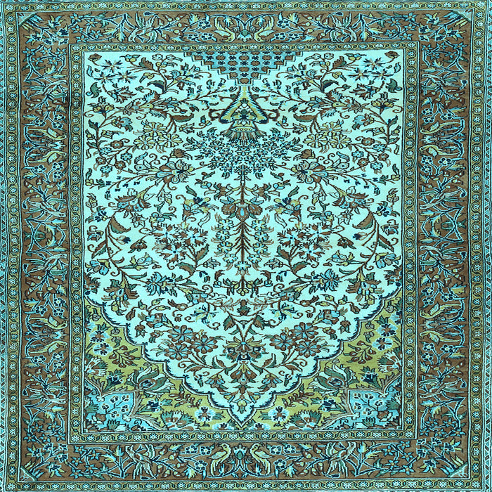 Square Machine Washable Persian Light Blue Traditional Rug, wshtr2630lblu