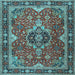 Square Machine Washable Persian Light Blue Traditional Rug, wshtr2631lblu