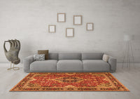 Machine Washable Persian Orange Traditional Rug, wshtr2631org