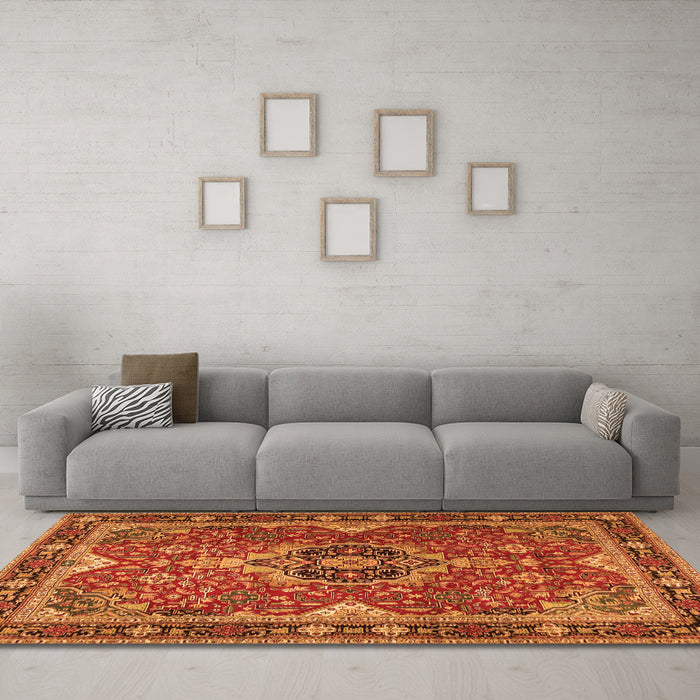 Machine Washable Persian Orange Traditional Area Rugs in a Living Room, wshtr2631org