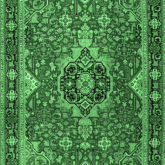 Machine Washable Persian Emerald Green Traditional Area Rugs, wshtr2631emgrn