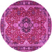 Round Machine Washable Persian Pink Traditional Rug, wshtr2631pnk