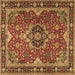 Square Machine Washable Persian Brown Traditional Rug, wshtr2631brn