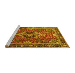 Sideview of Machine Washable Persian Yellow Traditional Rug, wshtr2631yw