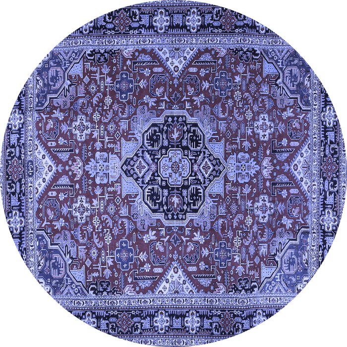Round Persian Blue Traditional Rug, tr2631blu