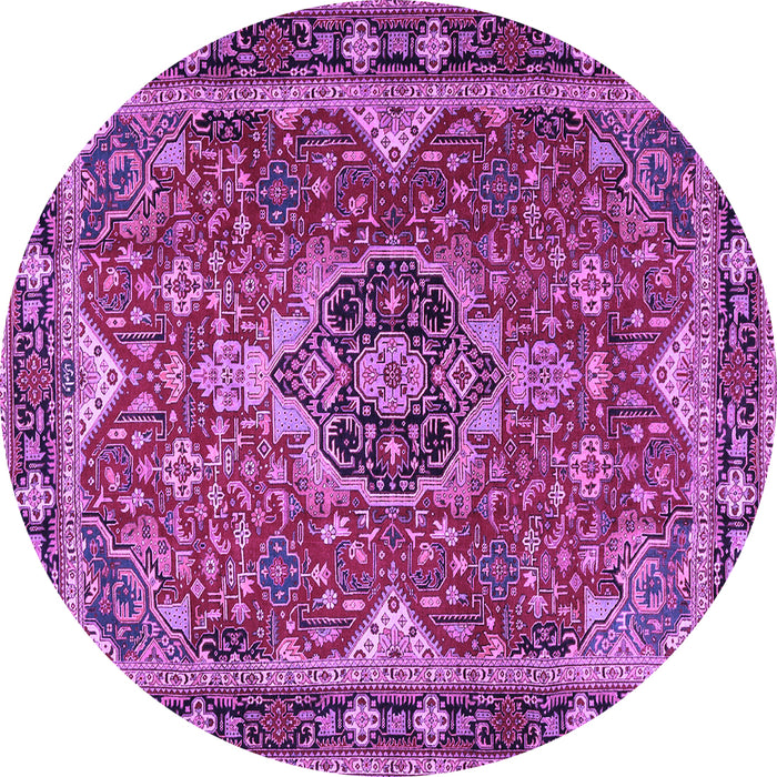 Round Machine Washable Persian Purple Traditional Area Rugs, wshtr2631pur