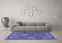 Machine Washable Persian Blue Traditional Rug, wshtr2631blu