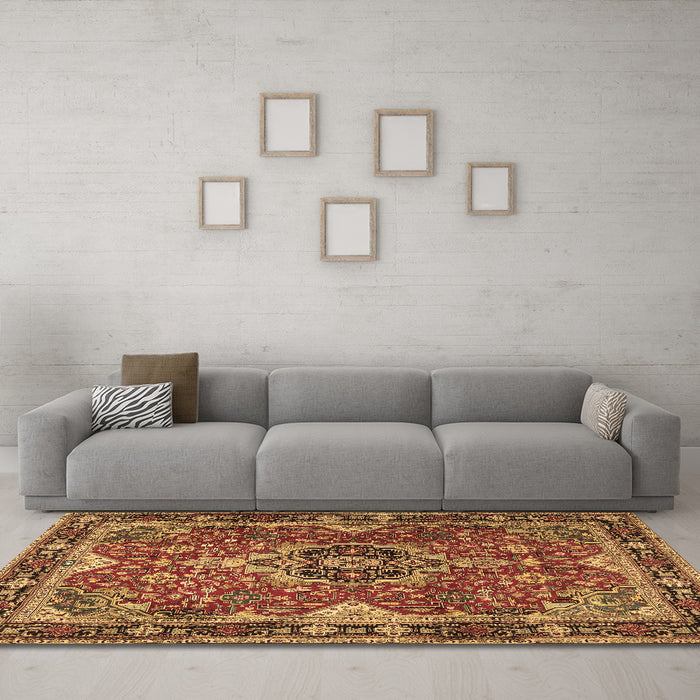 Machine Washable Persian Brown Traditional Rug in a Living Room,, wshtr2631brn