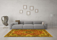 Machine Washable Persian Yellow Traditional Rug, wshtr2631yw