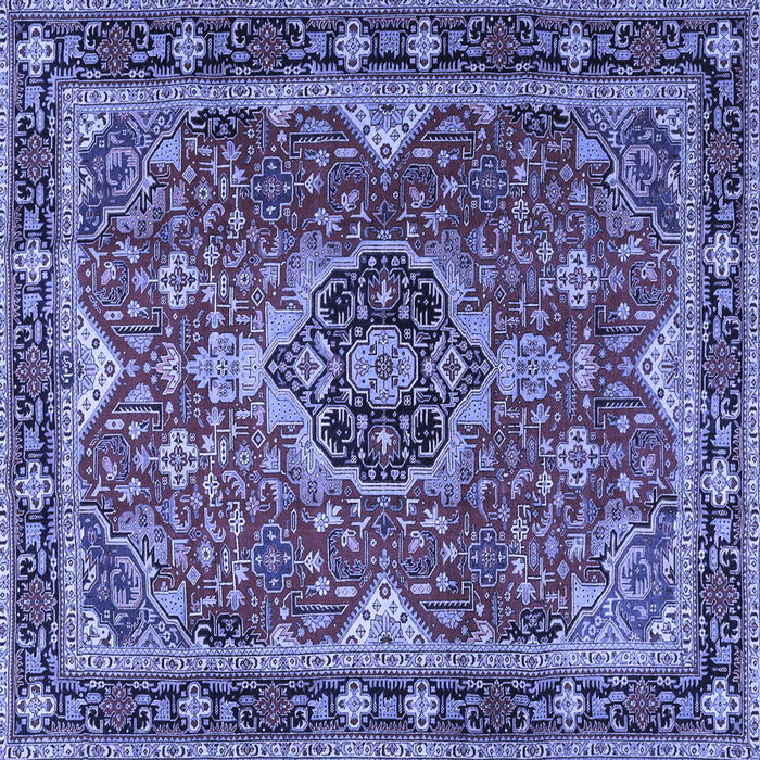 Square Machine Washable Persian Blue Traditional Rug, wshtr2631blu
